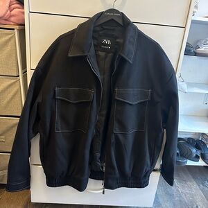 Black men’s Zara suede bomber jacket